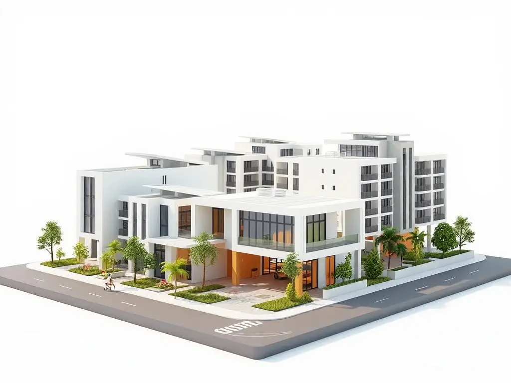3D model of a modern real estate development project.