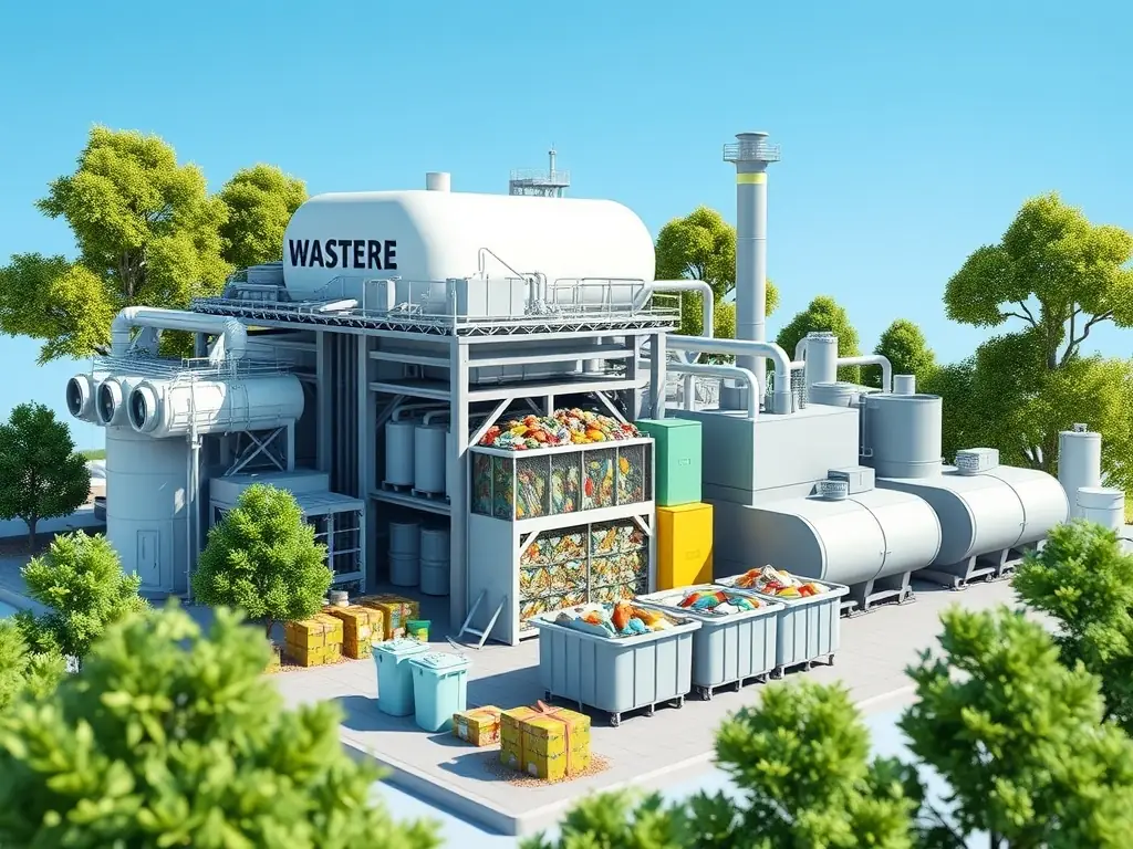 A waste management facility equipped with state-of-the-art recycling technology.