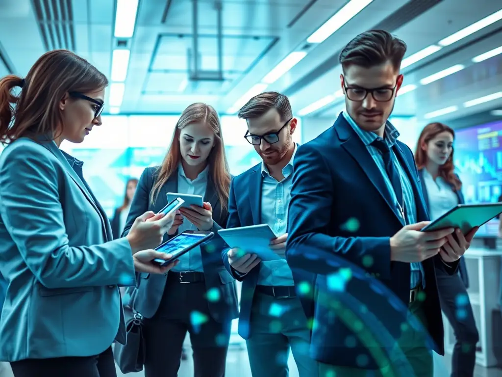 An image depicting advanced technology solutions in a business setting.